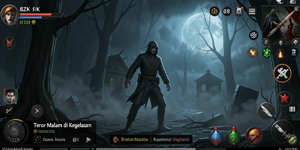 Tampilan gameplay <strong>8ZK</strong> yang menegangkan dan penuh misteri.