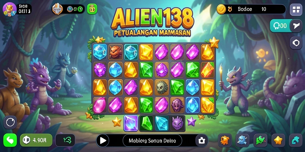 Tampilan gameplay ALIEN138 dengan berbagai kombinasi berlian yang mencolok.