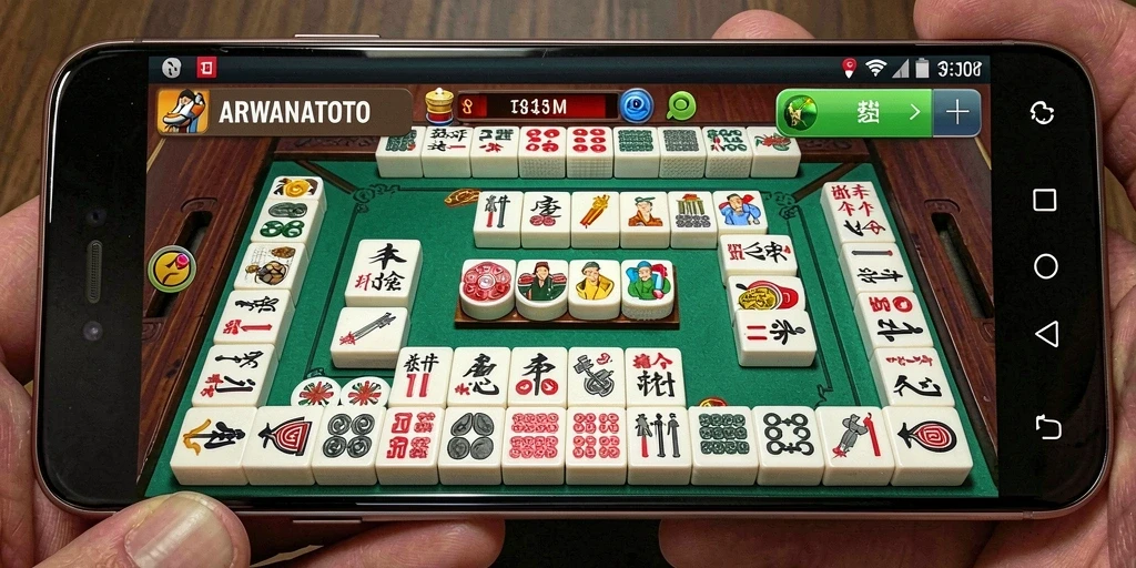 Tampilan screenshot game ARWANATOTO dengan gameplay Mahjong yang seru.