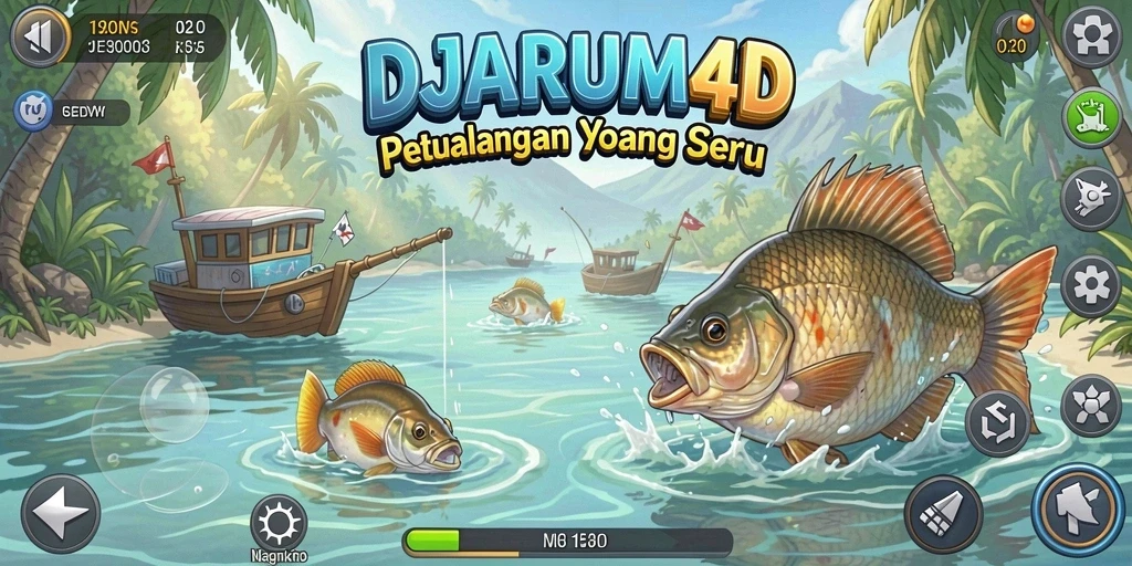 Screenshot gameplay DJARUM4D yang menunjukkan aksi memancing yang seru.
