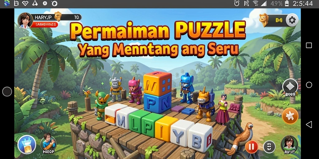 Tampilan gameplay HARAPJP dengan berbagai tingkat kesulitan puzzle.