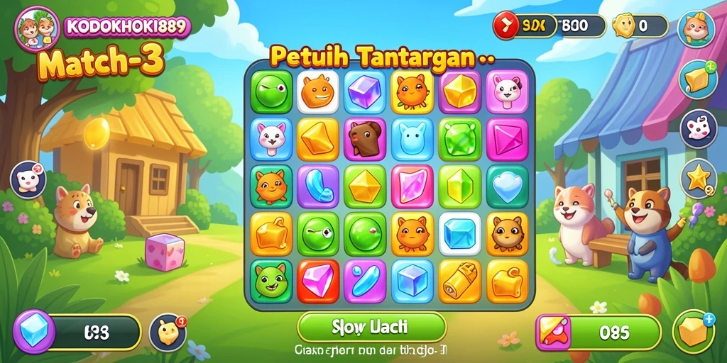 Tampilan gameplay KODOKHOKI889 dengan kombinasi warna-warni yang menawan.