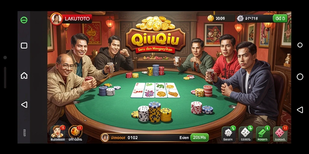 Tampilan menarik dari gameplay QiuQiu di LAKUTOTO.