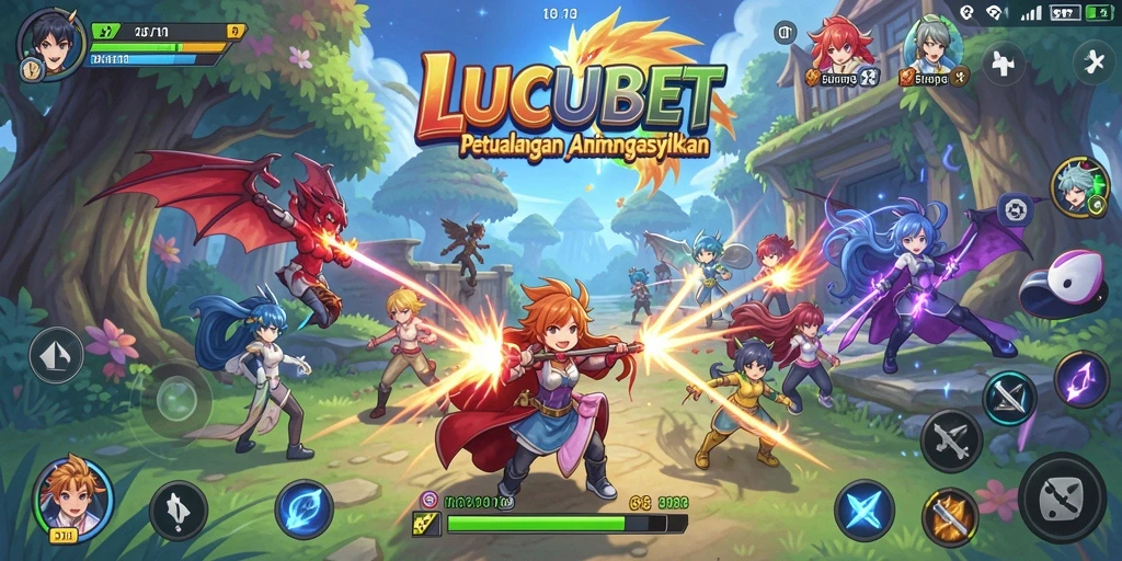 Gameplay LUCUBET dengan karakter anime yang ikonik.