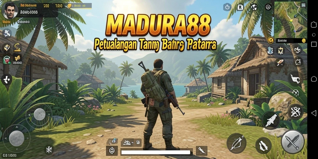 Tangkapan layar menampilkan aksi seru di dunia terbuka MADURA88.