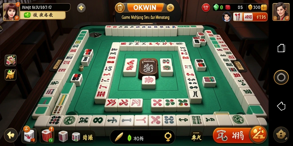 Tampilan menarik dari gameplay Mahjong di OKWIN.