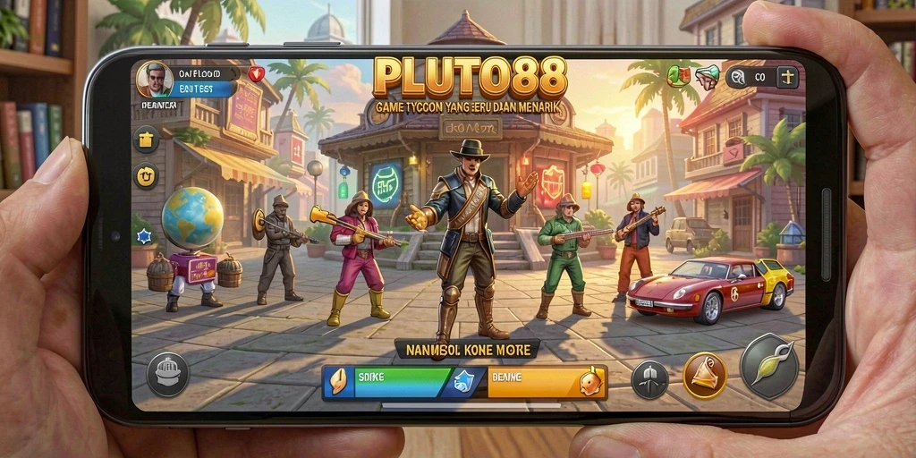 Tampilan gameplay PLUTO88 menunjukkan manajemen bisnis yang menantang dan menyenangkan.