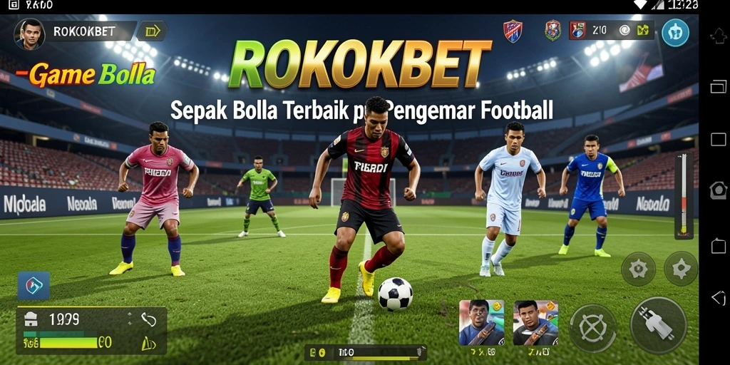 Tampilan utama game ROKOKBET dengan pertandingan football yang mendebarkan.
