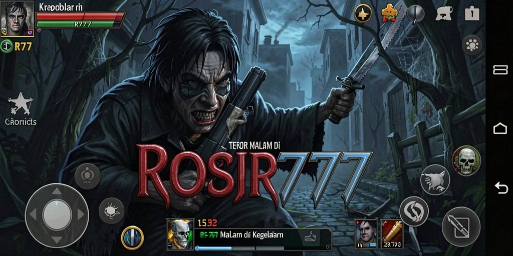 Tampilan gameplay menegangkan dari RR777 dengan suasana mencekam.