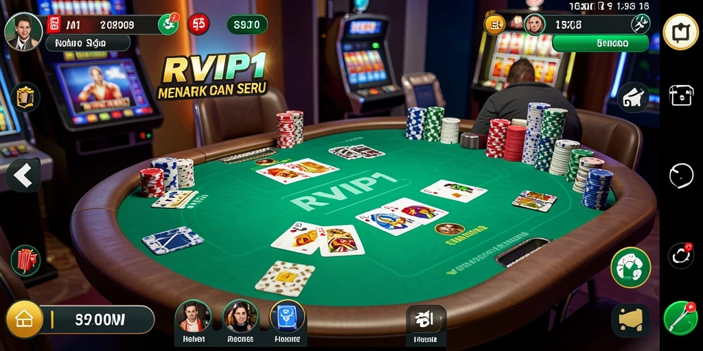 Screenshot RVIP1 menampilkan aksi intens permainan Poker yang mendebarkan.
