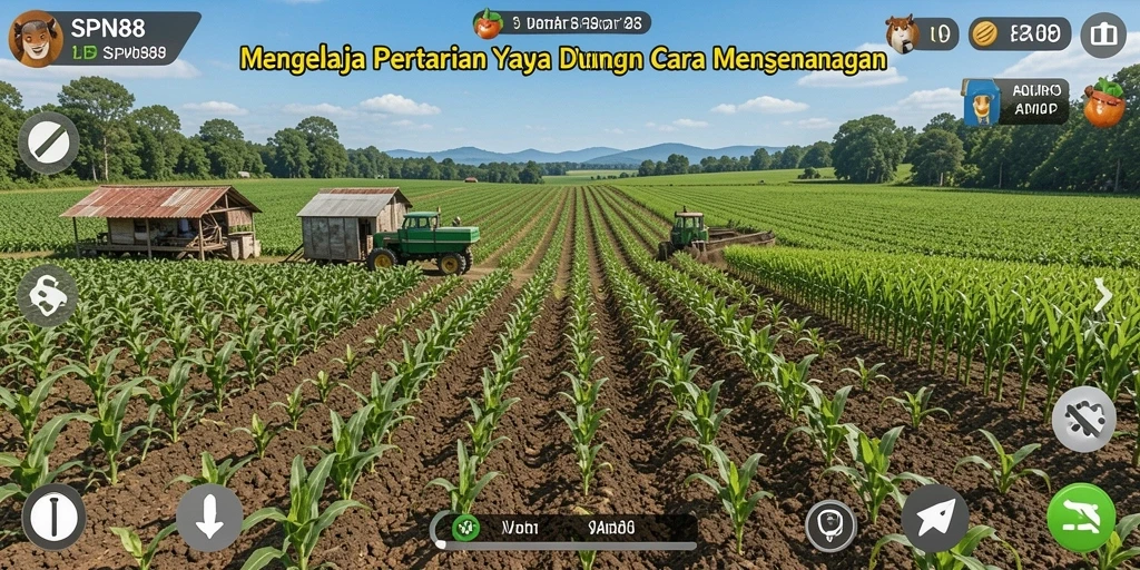 Screenshot gameplay SPN88 menampilkan suasana pertanian yang cerah.