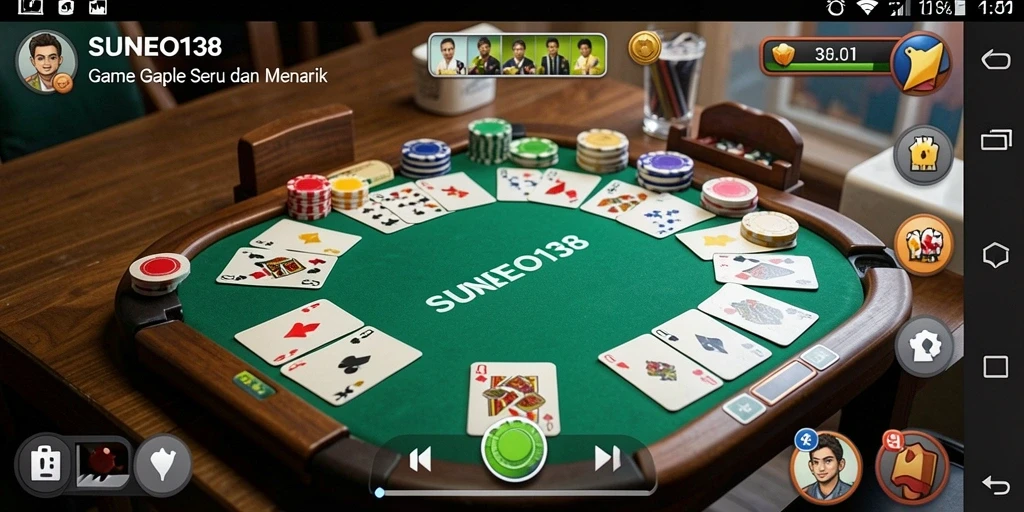 Tampilan gameplay SUNEO138 yang menarik dalam suasana Gaple.