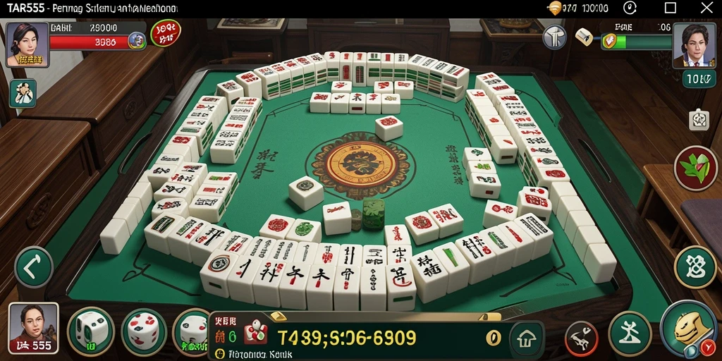 Tampilan gameplay menarik dari TAR555 yang menampilkan ubin Mahjong.