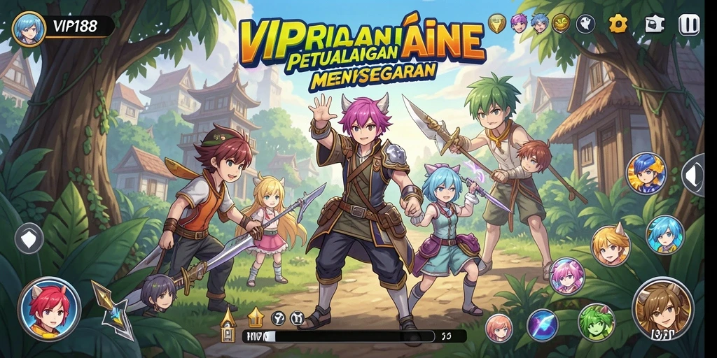 Tampilan gameplay seru dari VIP188 dengan karakter Anime unik.