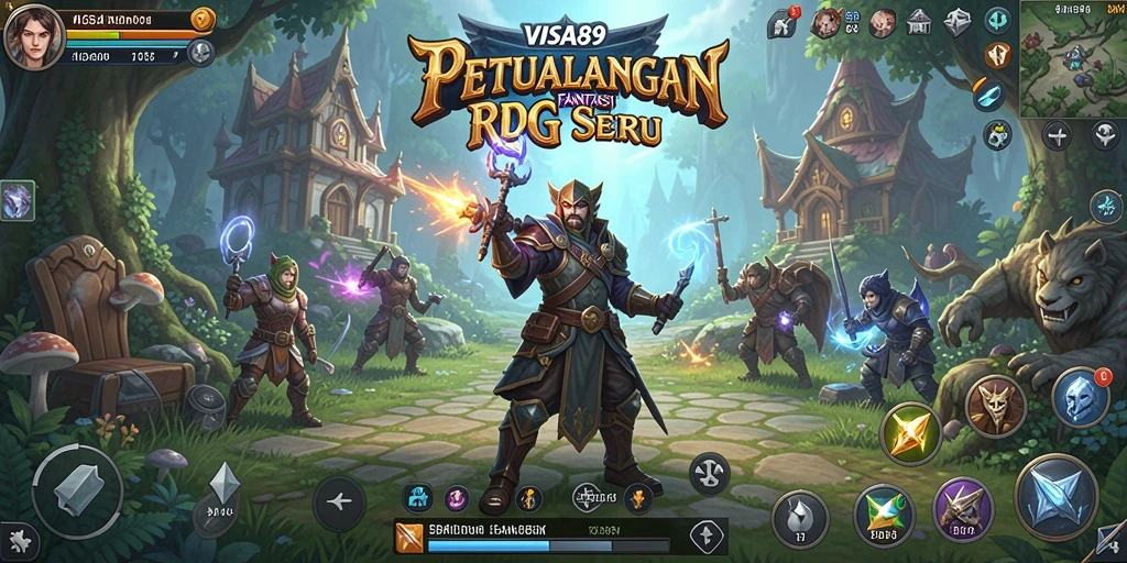 Tangkapan layar utama VISA89 menampilkan aksi seru dalam pertarungan RPG.