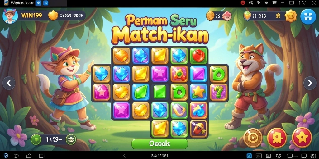 Tampilan gameplay seru dalam WIN199 yang menantang dan berwarna-warni.